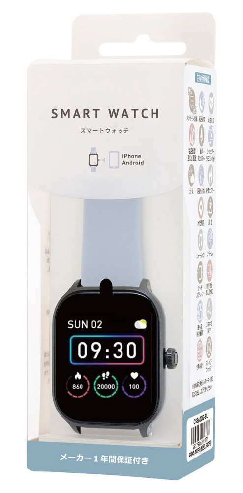 スクエア型スマートウォッチ ライトブルー スクエア（カラーブルー 