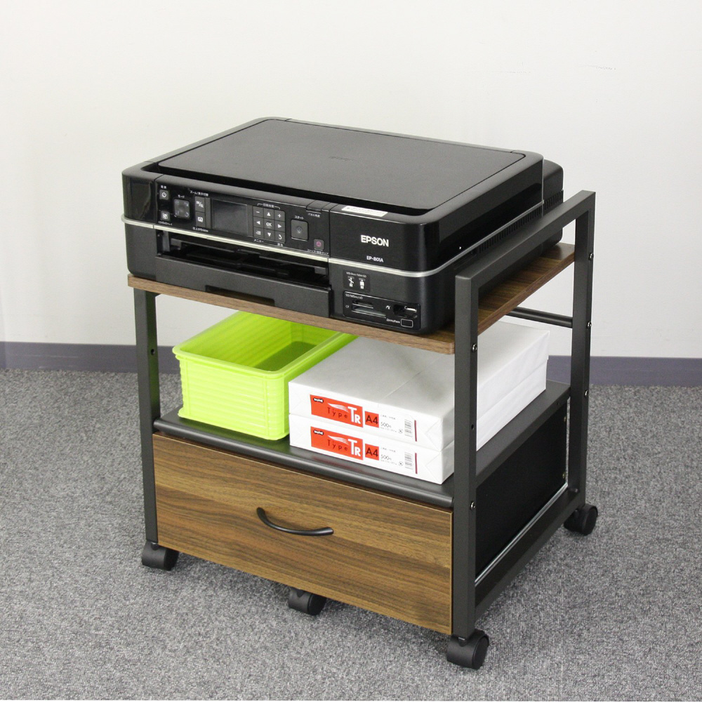 プリンターワゴン ［W485xD370xH530mm］ RPM-PW05-WN ウォールナット