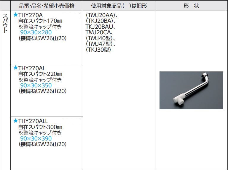 最高品質の TOTO 自在スパウト 170mm 整流キャップ付 品番：THY270A discoversvg.com