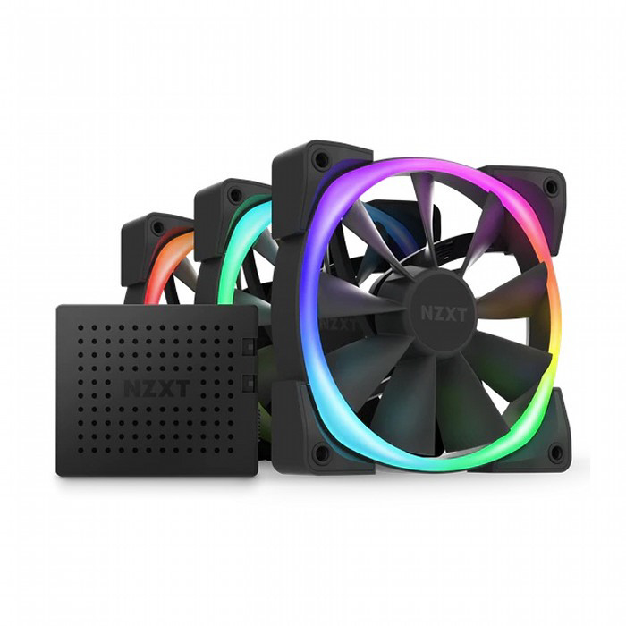 NZXT 120mm RGBファンとコントローラーセット ケースファンx3 [120mm /1500RPM] ＋ファンコントローラー AER