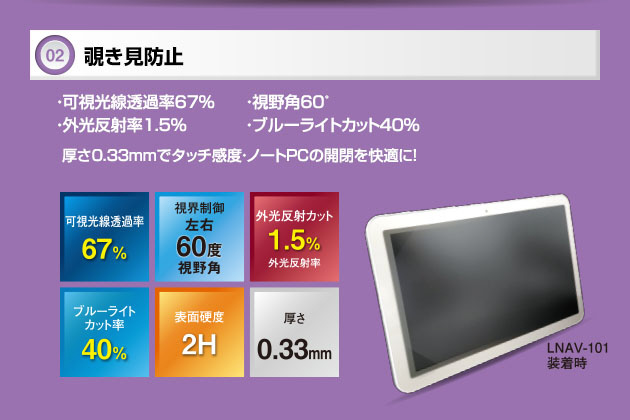 ノートパソコン対応 [15.4インチ(16:10)] 覗き見防止フィルター 抗菌