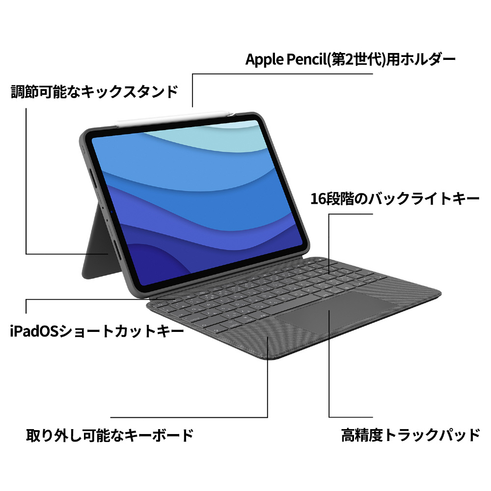 ロジクール iPad Pro 11インチ 第4世代 第3世代 第2世代 第1世代 対応 トラックパッド付き キーボードケース Folio T - 1