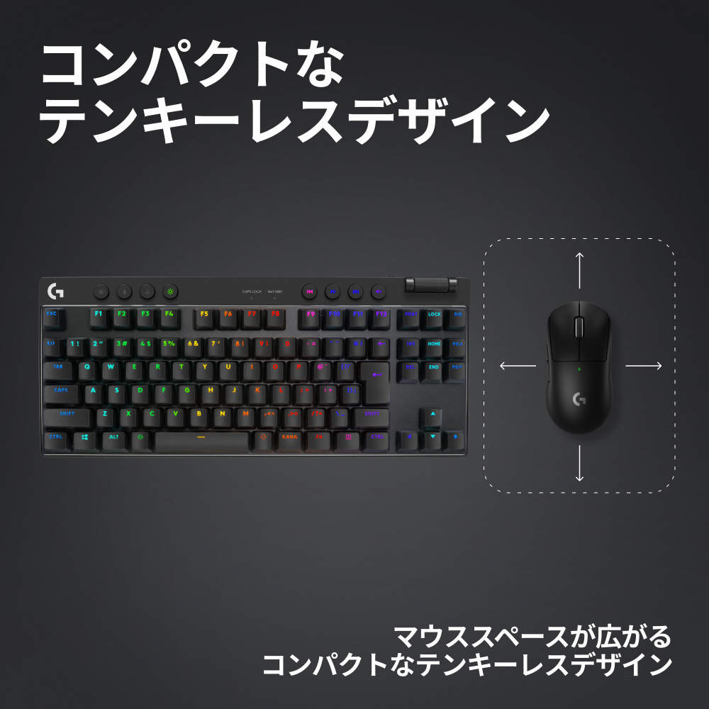 ゲーミングキーボード PRO X TKL(Tactile 茶軸) ブラック G-PKB-003WL