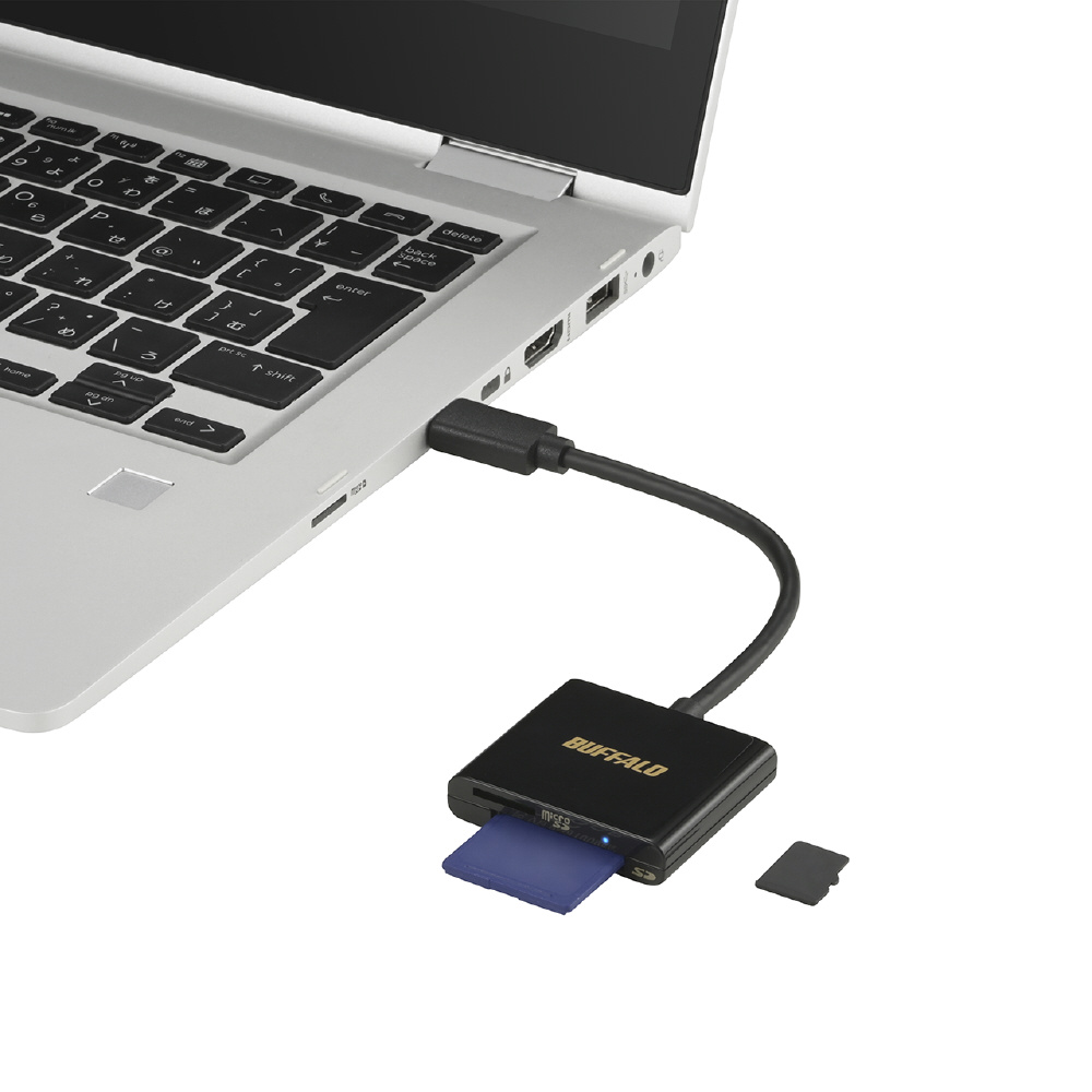 バッファロー USB3.2 Type-C 接続 ポータブルカードリーダー iPhone 15   15 Pro iPad スマホ タブレット パ