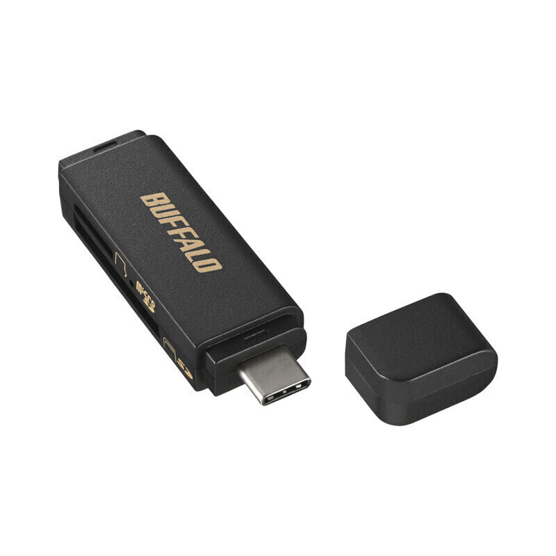 バッファロー(BUFFALO) BSCR120U3CBK(ブラック) USB 3.2(Gen 1)対応 USB Type-C接続 カードリーダー ライター