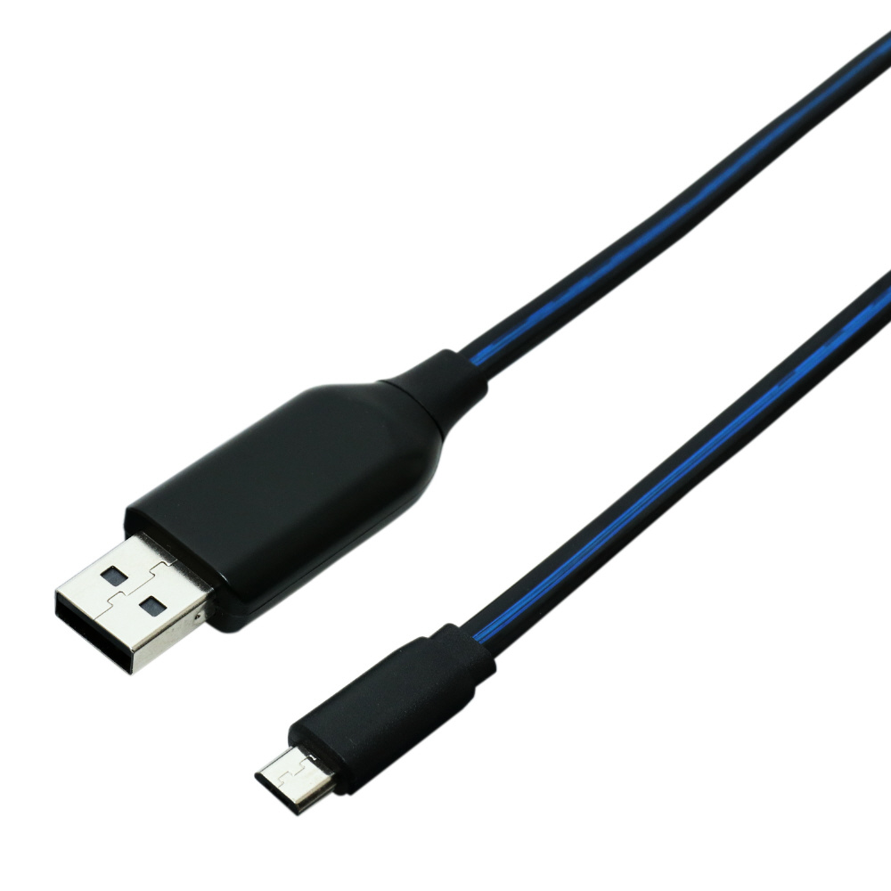 micro USB］LED付きUSBケーブル 充電・転送 1m ブルー SLE-M10
