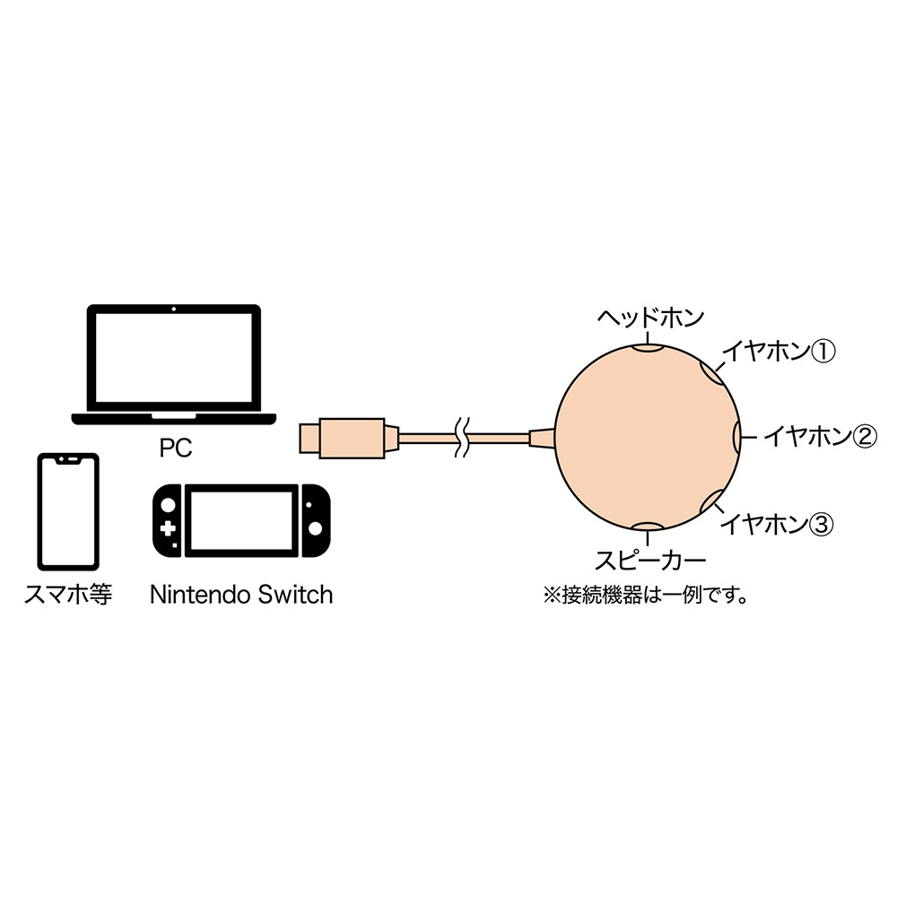 Type-C 5分配ステレオミニプラグ [入力:Type-C×1 , 出力:3.5mmイヤホンジャック×5] ブラック AAC -SPC5/BK｜の通販はソフマップ[sofmap]