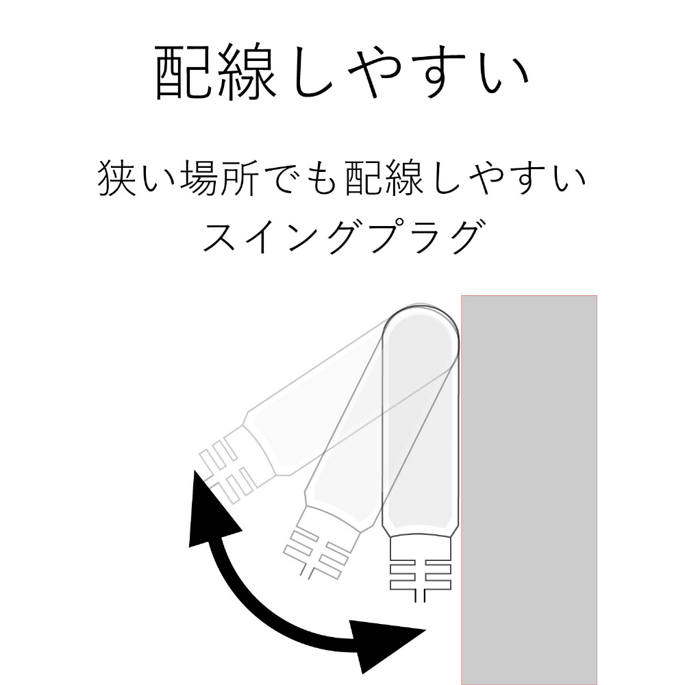 雷ガード付き電源タップ （2ピン式・3個口・1m） T-KS02-2310WH