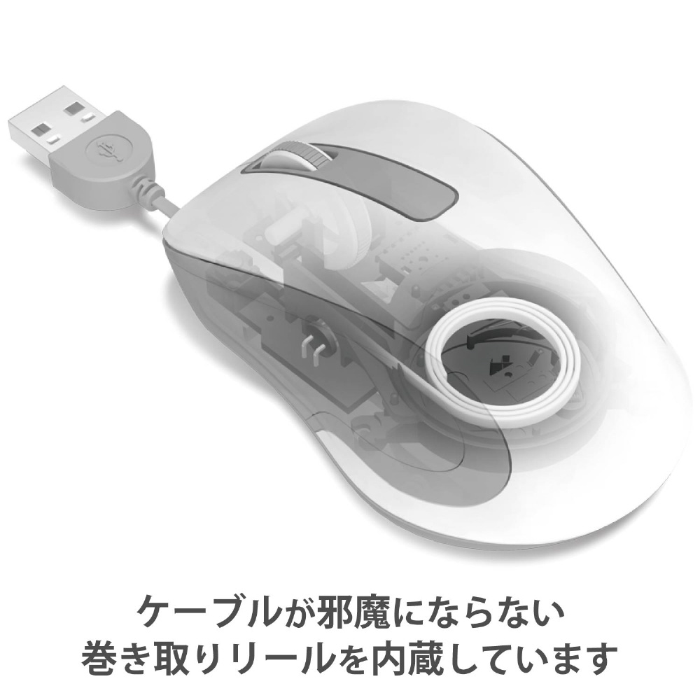 有線BlueLEDマウス［USB・Mac／Win／PS5対応］（3ボタン・ホワイト）　M-MK1UBSWH_2