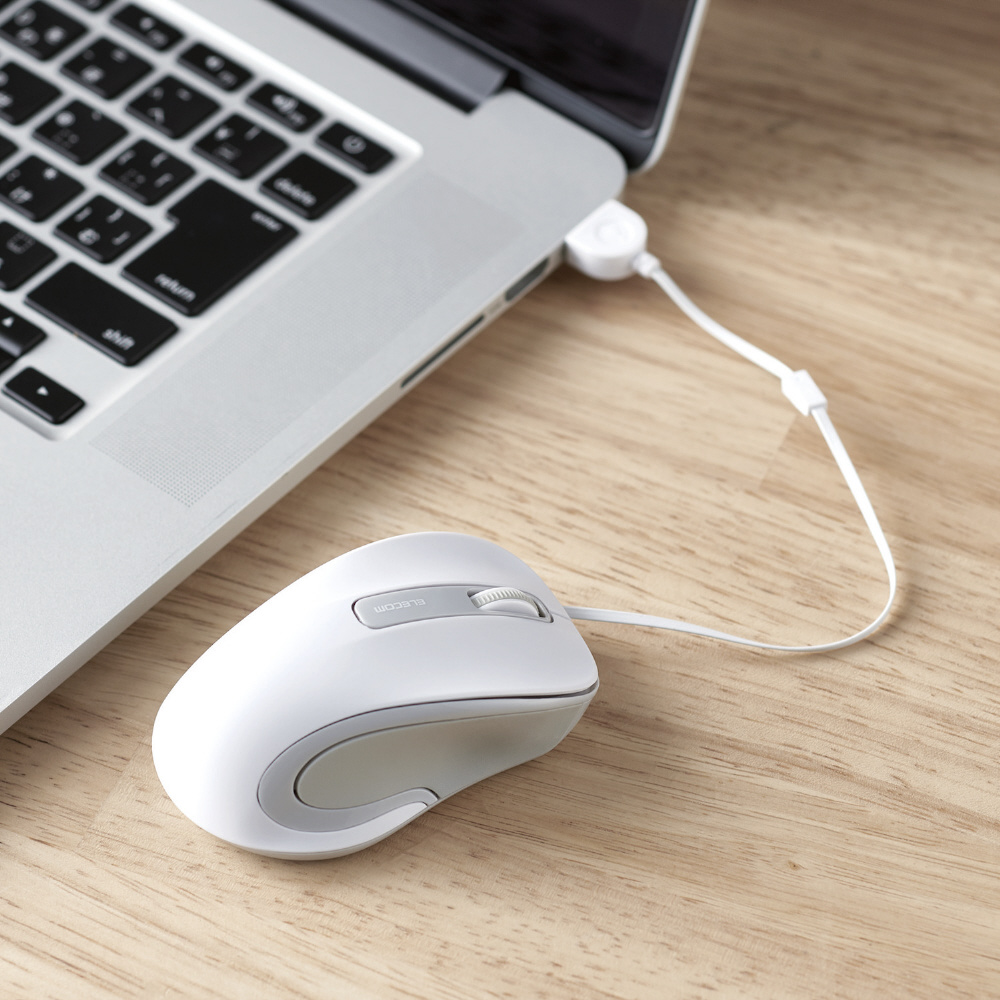 有線BlueLEDマウス［USB・Mac／Win／PS5対応］（3ボタン・ホワイト）　M-MK1UBSWH_7