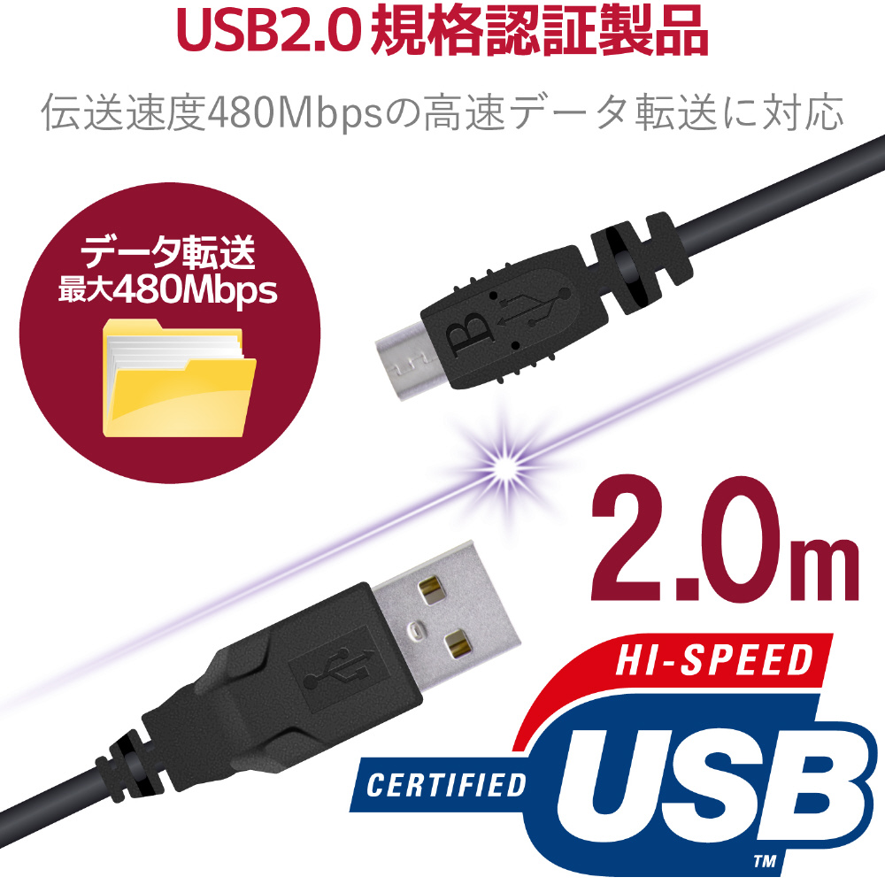 USB2.0ケーブル micro-Bタイプ for PlayStation4 2m 【PS4】  [GM-U2CAMB20BK]｜の通販はソフマップ[sofmap]