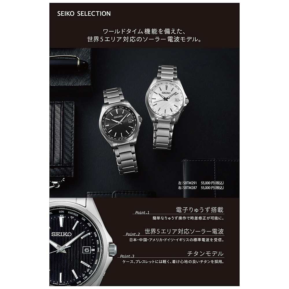 SBTM289【ソーラー電波修正】セイコーセレクション（SEIKO SELECTION）ワールドタイム機能つき チタン製ソーラー電波時計 ［正規品］