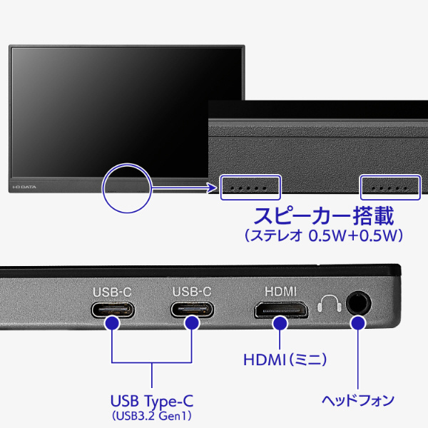 USB-C接続 PCモニター ブラック LCD-CF162XAB-M ［15.6型 /フル