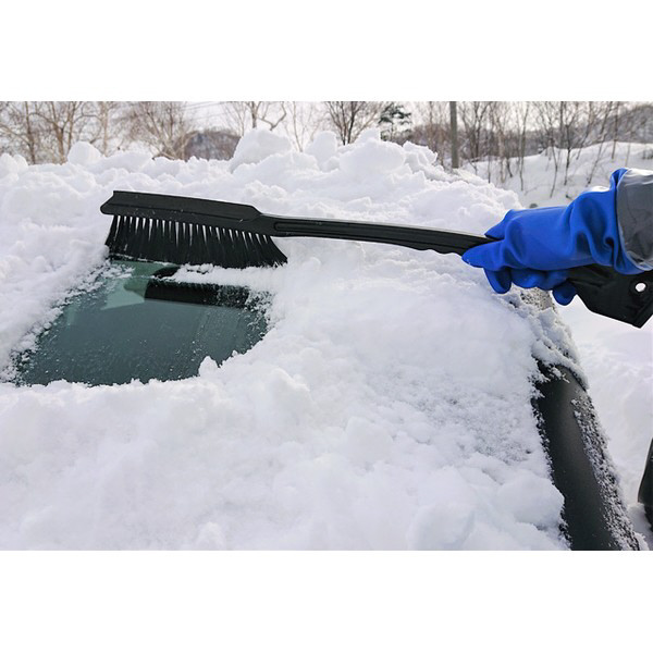 スノーブラシ 車用 伸縮式 3段階 除雪ブラシ アイスクレーパー 収納袋