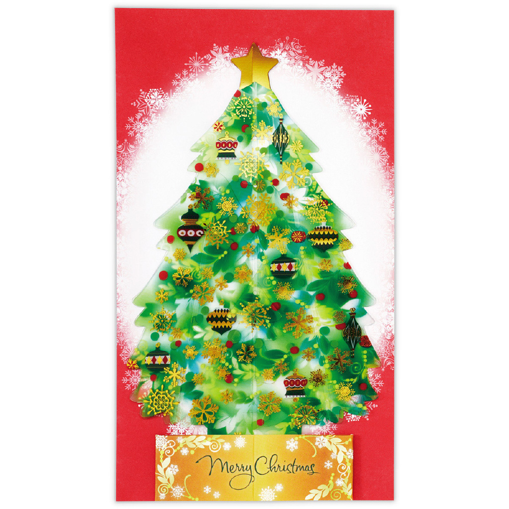 立体クリスマスカード クリスタルグリーンツリー2 XAR-826-642｜の通販