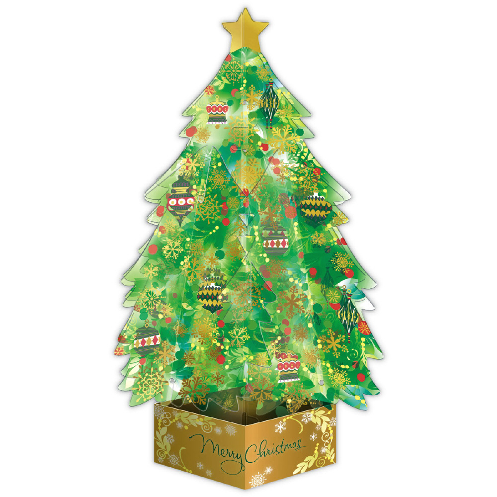立体クリスマスカード クリスタルグリーンツリー2 XAR-826-642｜の通販