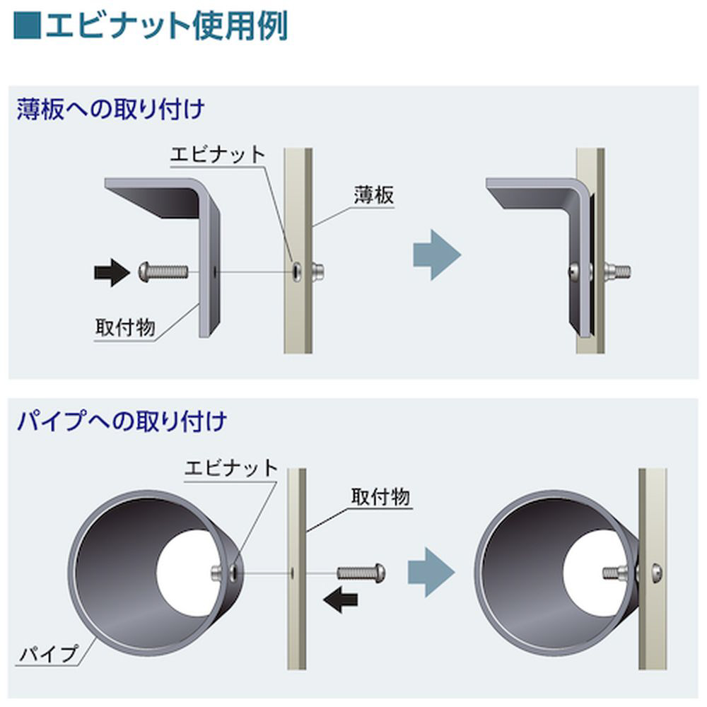 エビブラインドナット“エビナット”（薄頭・スチール製）エコパック板厚