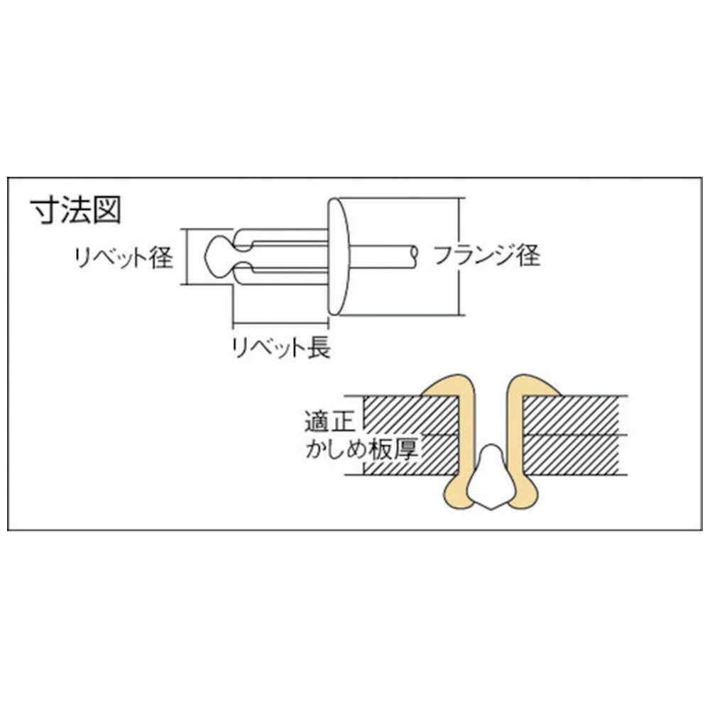 ブラインドリベット（1000本入） アルミニウム/ステンレス 6-4 NTA64