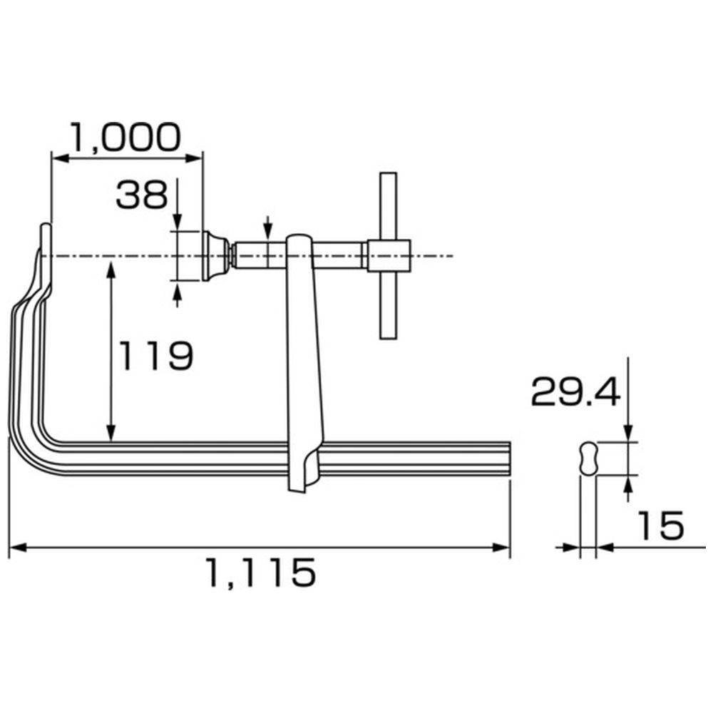 エビ 万力 バーハンドル強力型 １０００ｍｍ×１２０ｍｍ BH10012A｜の