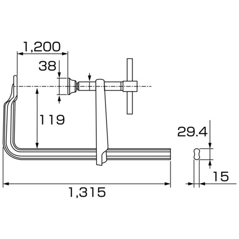 エビ 万力 バーハンドル強力型 １２００ｍｍ×１２０ｍｍ BH12012A｜の