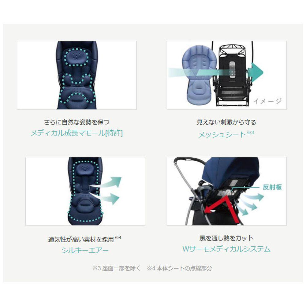 A型ベビーカー ラクーナ ソファークッション レモンシルバー