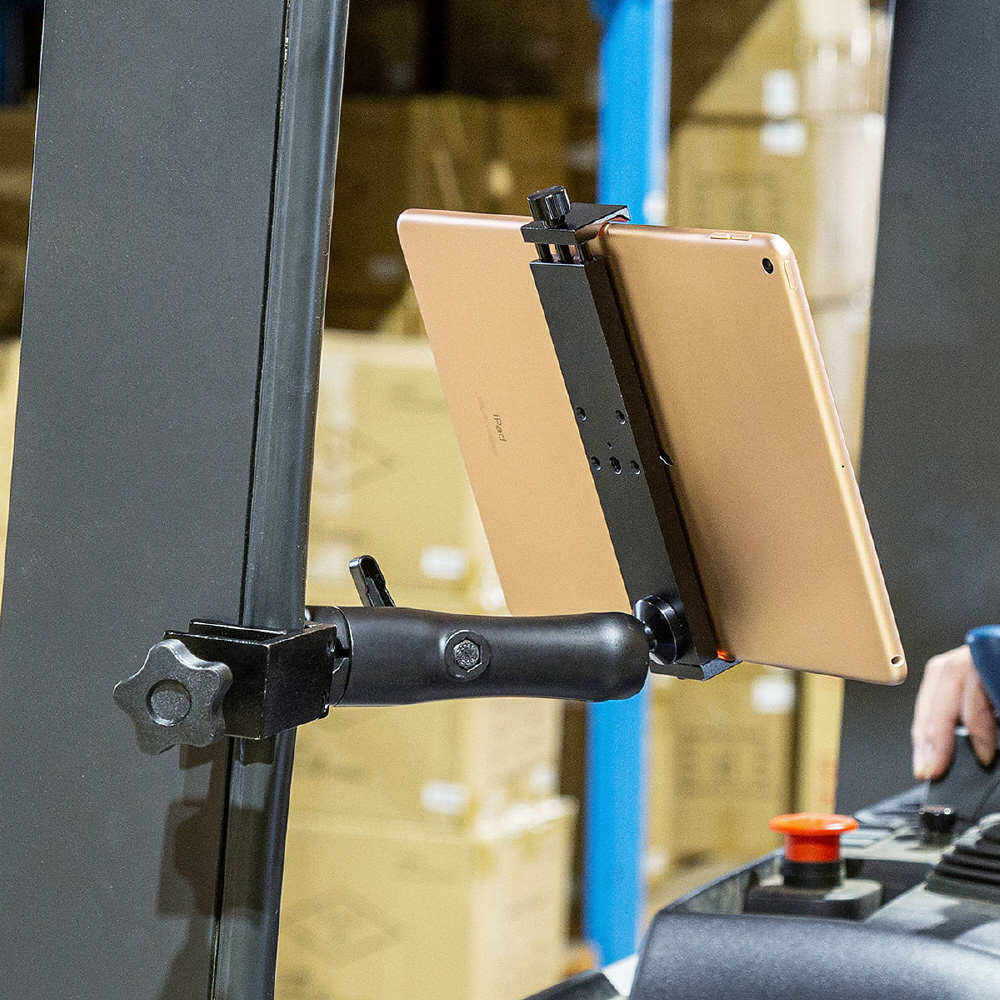 タブレット用［7～11インチ］ 支柱取り付け用ホルダー 2関節・アルミ製