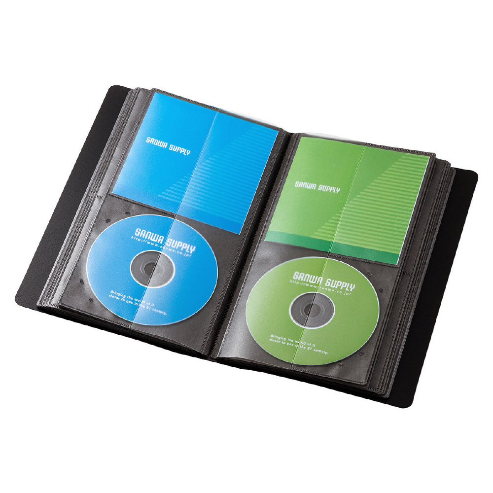 Blu-ray/DVD/CD対応 CDジャケット収納対応 ディスクファイルケース 32枚収納 ブラック FCD-FLBD32BBK