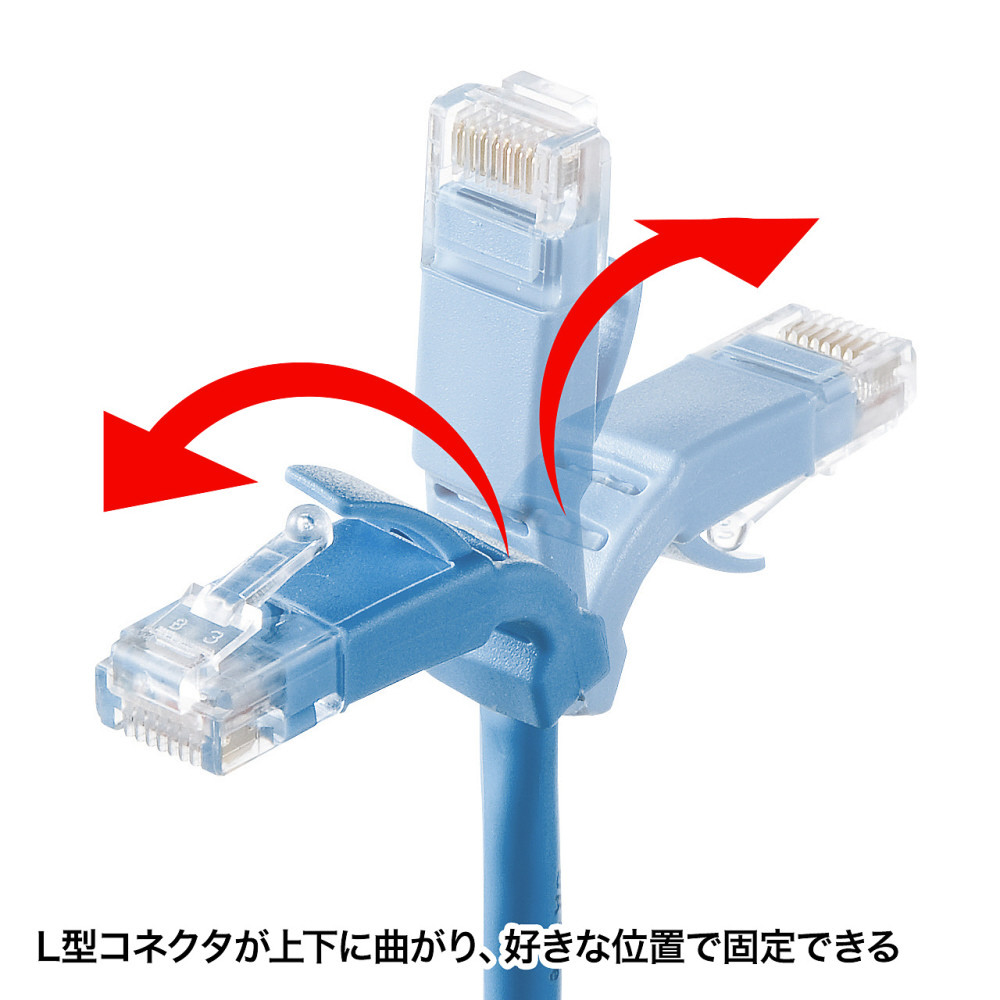 カテゴリー5e対応 LANケーブル L型コネクタ （ライトブルー・1.0m） KB