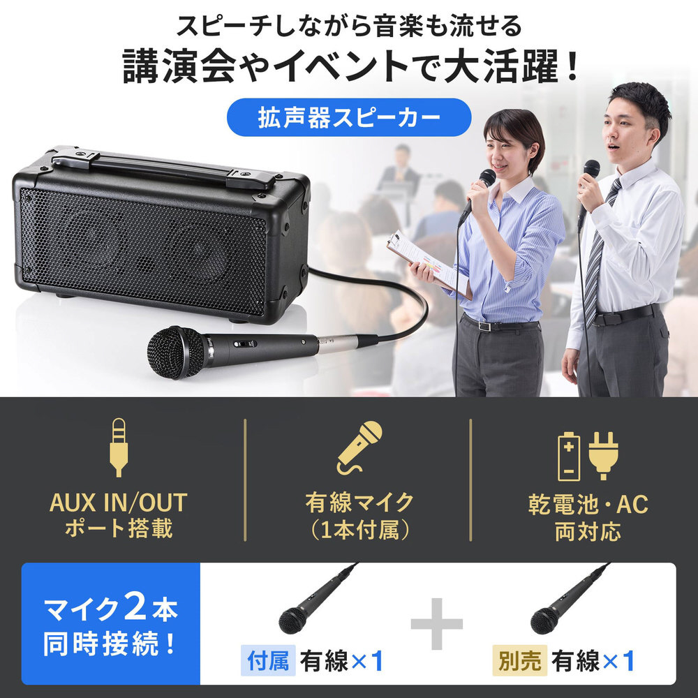 総合通販 美品 サンワサプライ マイク付き拡声器スピーカー