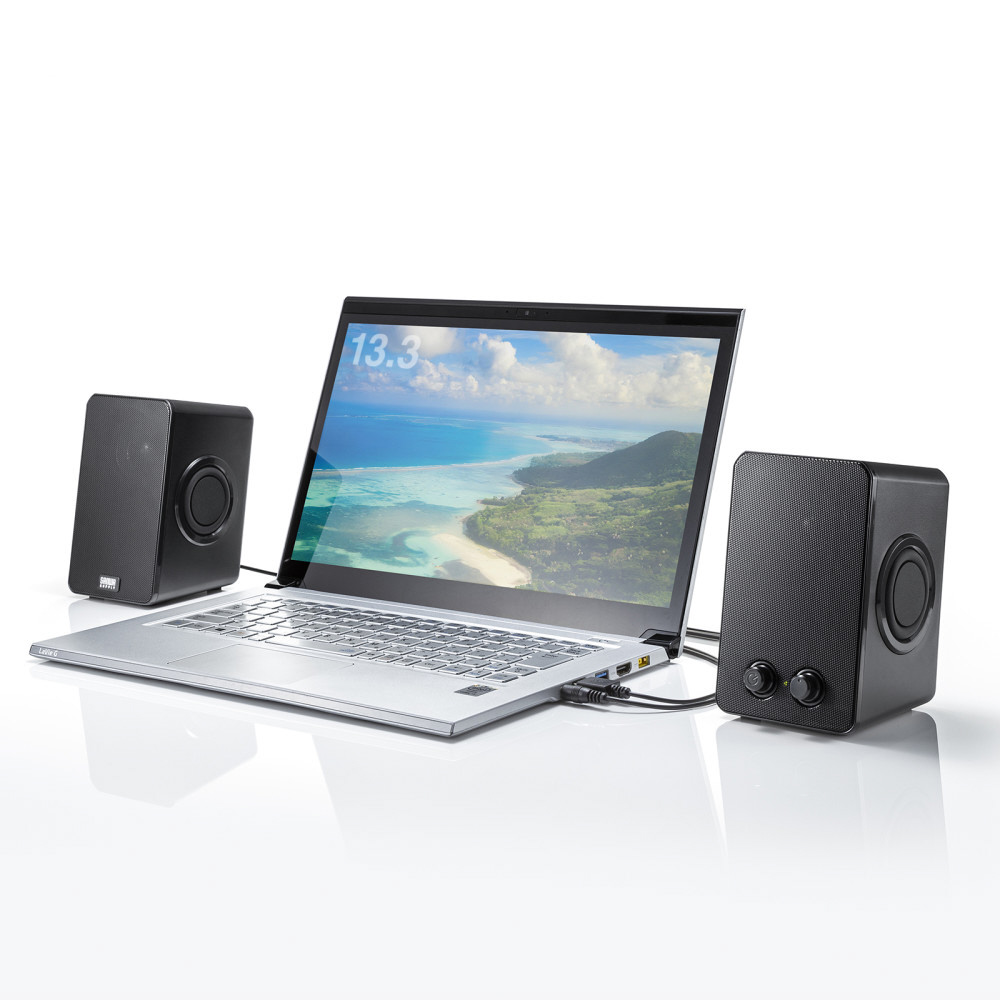 MM-SPL22UBK PCスピーカー USB-A / 3.5mm接続 ［USB電源］｜の通販は