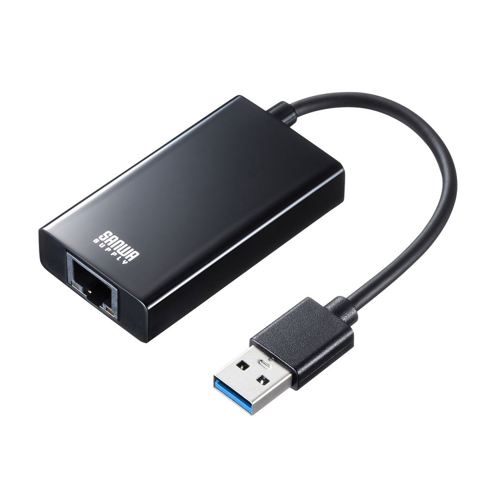 LAN変換アダプタ [USB-A オス→メス LAN /USB-A] 1Gbps対応 ブラック