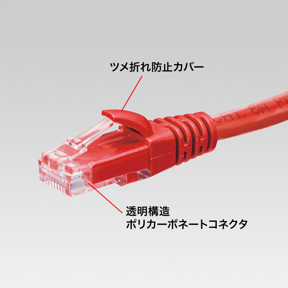 LANケーブル レッド KB-T6AY-02R ［2m /カテゴリー6A /スタンダード