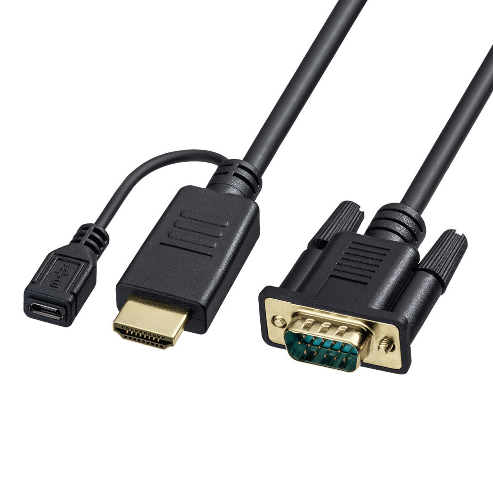 USB VGA 変換ケーブル 黒色 USB 3.0 to VGA D-sub メス 15ピン 1080P