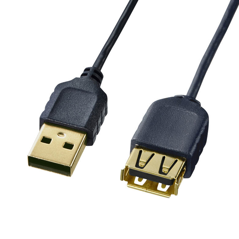 USB-A延長ケーブル [USB-A オス→メス USB-A /0.5m /USB2.0] 極細 ブラック KU -SLEN05BKK｜の通販はソフマップ[sofmap]