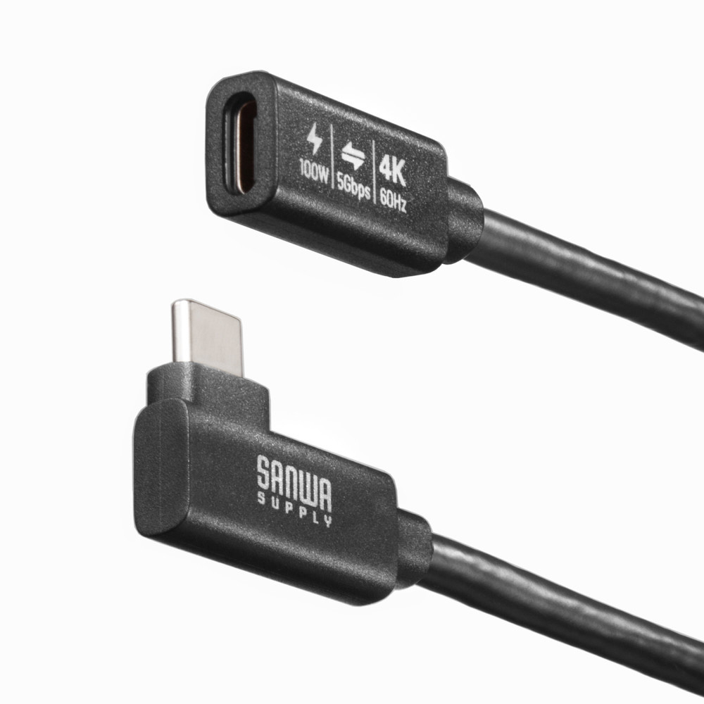 USB-C延長ケーブル [USB-C オス→メス USB-C /映像 /充電 /転送 /0.1m