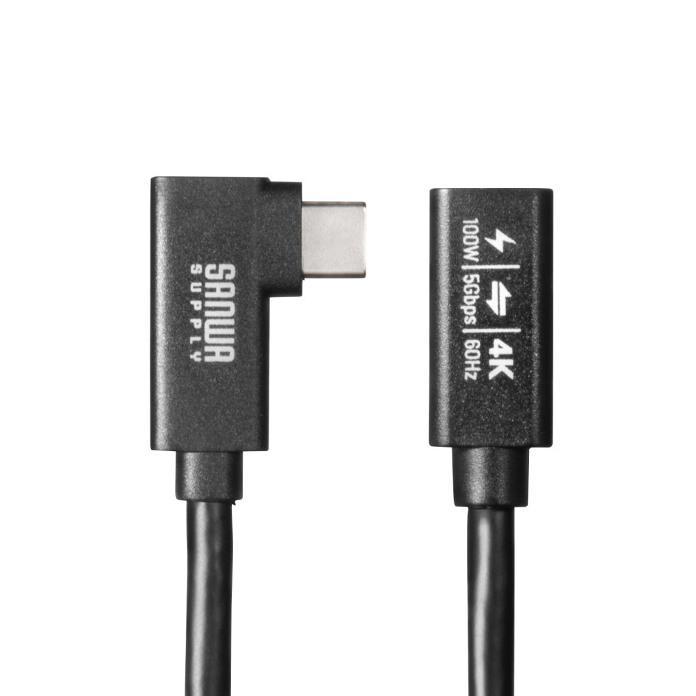 USB-C延長ケーブル [USB-C オス→メス USB-C /映像 /充電 /転送 /0.1m