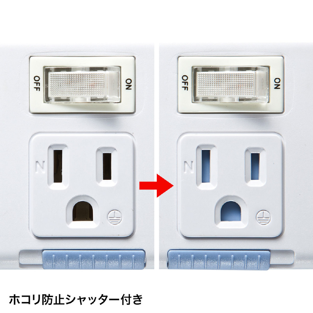 省エネタップ TAP-S10N-3 ［3.0m /6個口 /スイッチ付き（個別）］｜の
