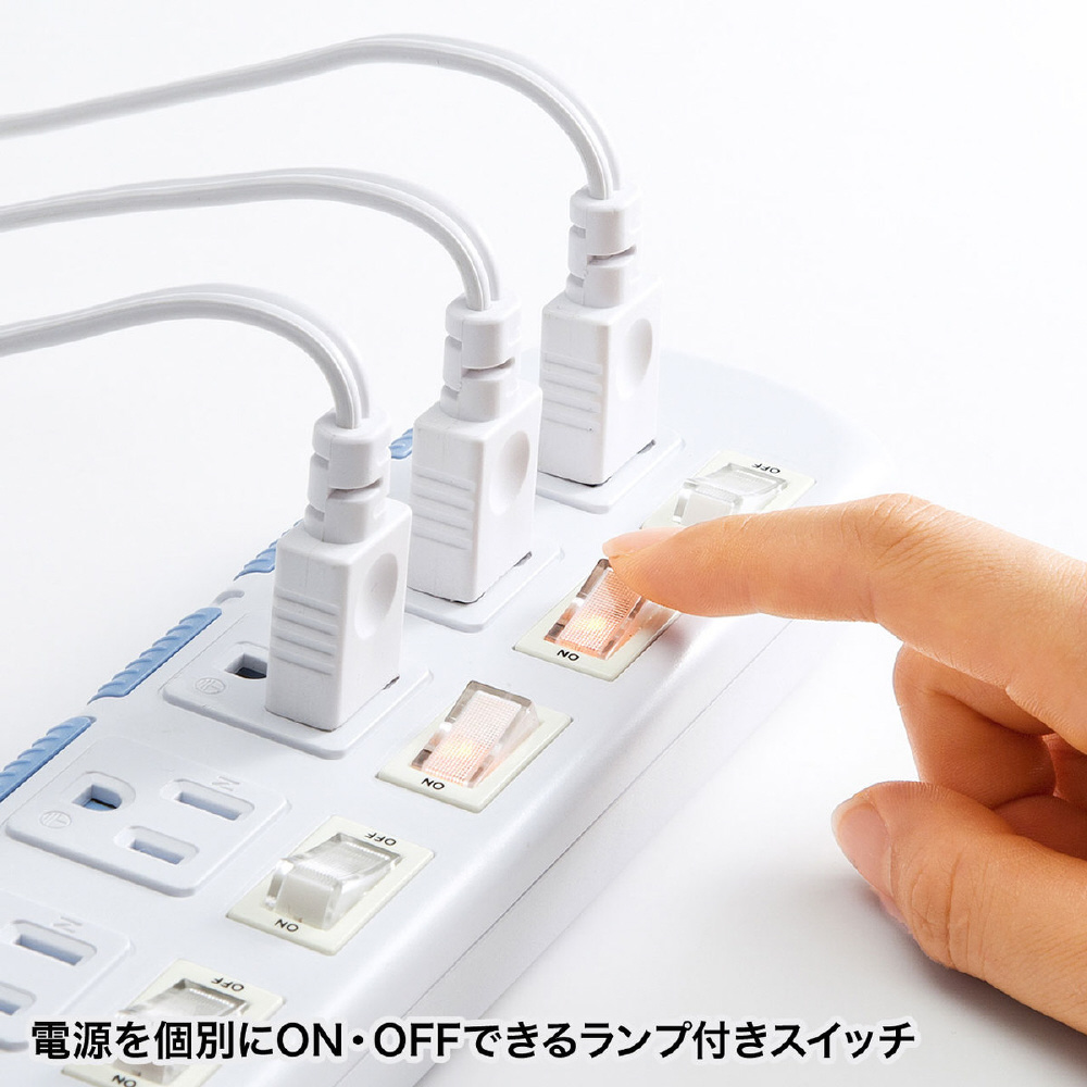 省エネタップ TAP-S10N-3 ［3.0m /6個口 /スイッチ付き（個別）］｜の