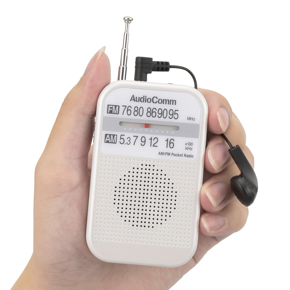 AM FMポケットラジオ OHM RAD-P122N-W - ラジオ・コンポ