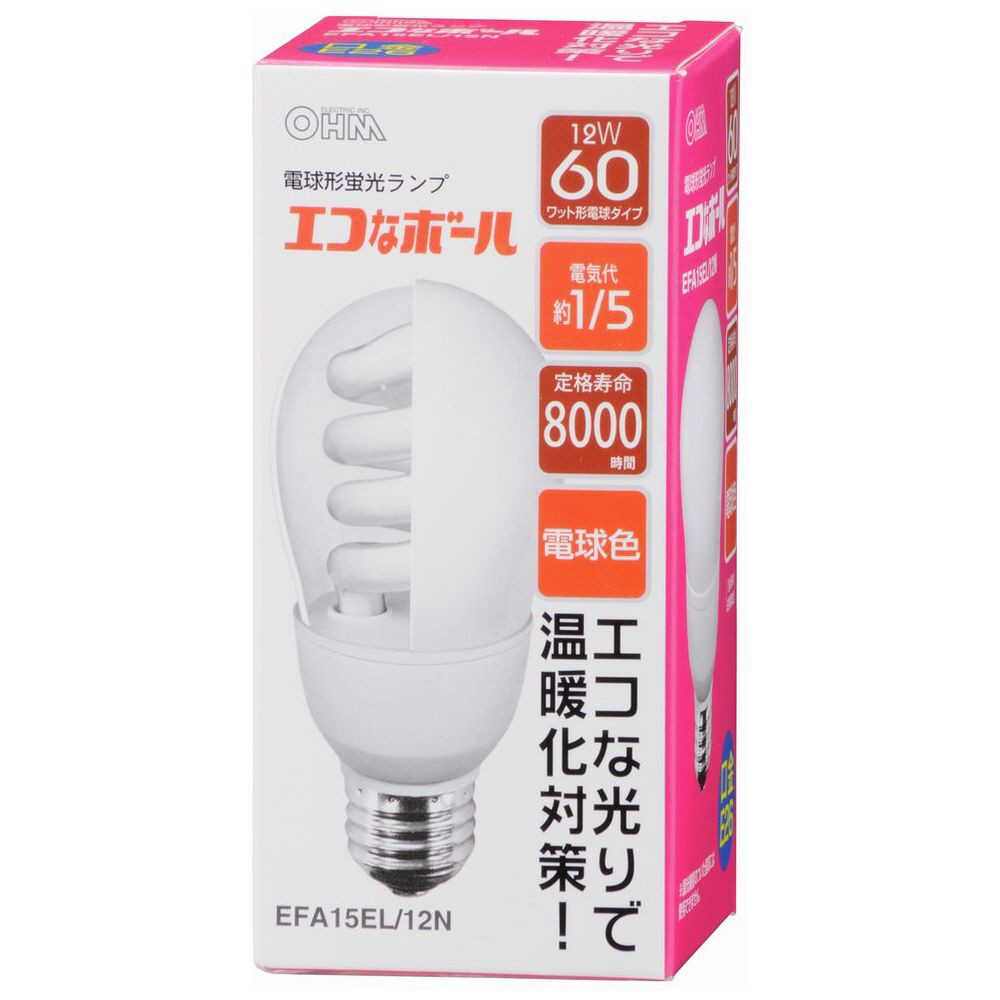 電球形蛍光灯 EFA15EL/12N ホワイト ［E26 /電球色 /1個 /60W相当