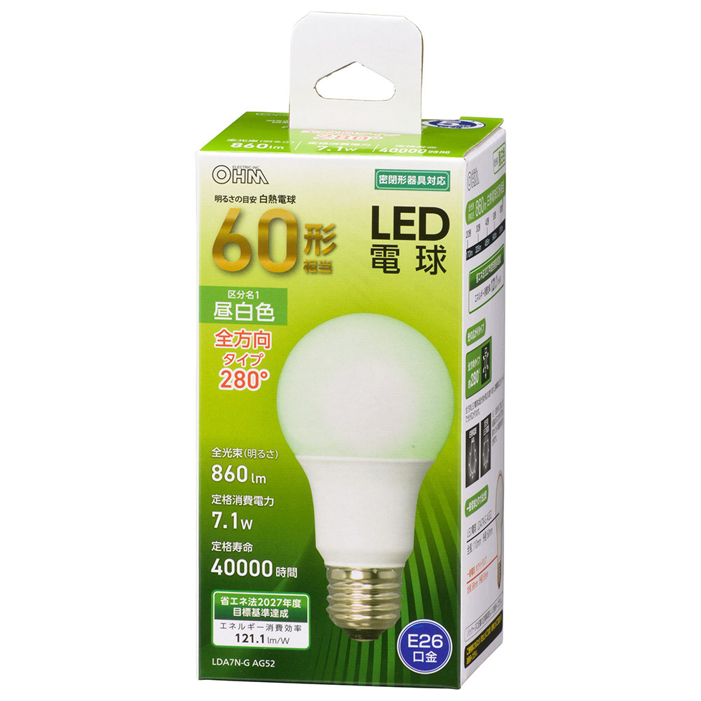 LED電球 E26 60形相当 昼白色 全方向 LDA7N-GAG52 ［E26 /一般電球形 /60W相当 /昼白色 /1個  /全方向タイプ］｜の通販はソフマップ[sofmap]