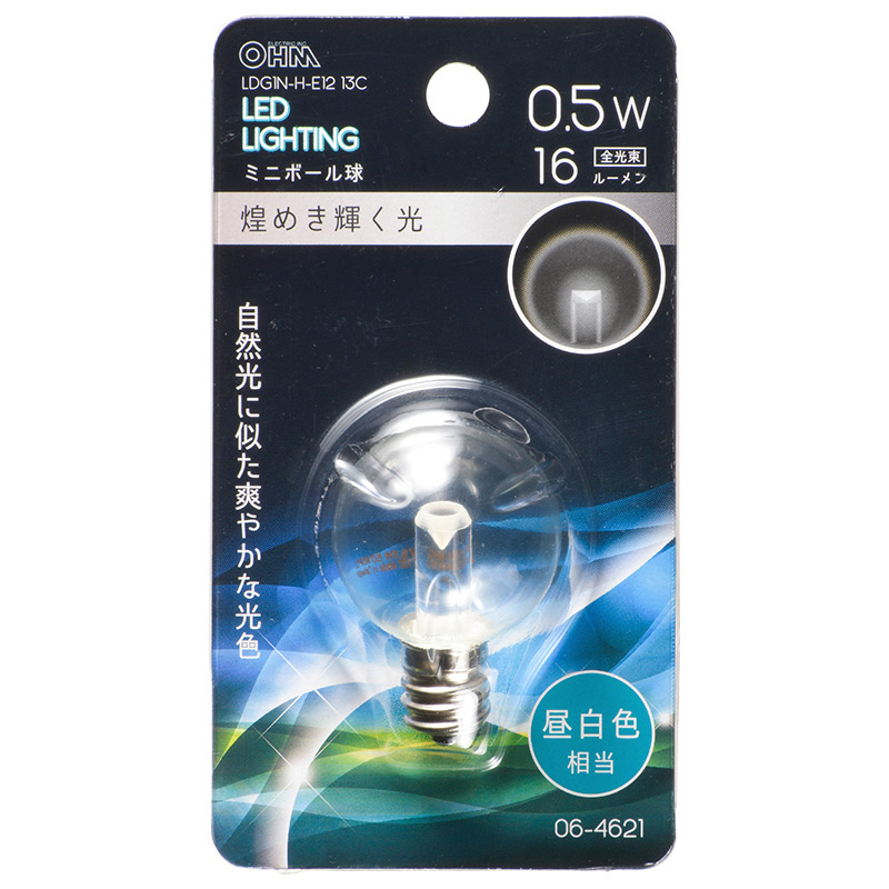 LEDミニボール球装飾用G30/E12/0.5W/16lm/クリア昼白色 LDG1N-H-E1213C