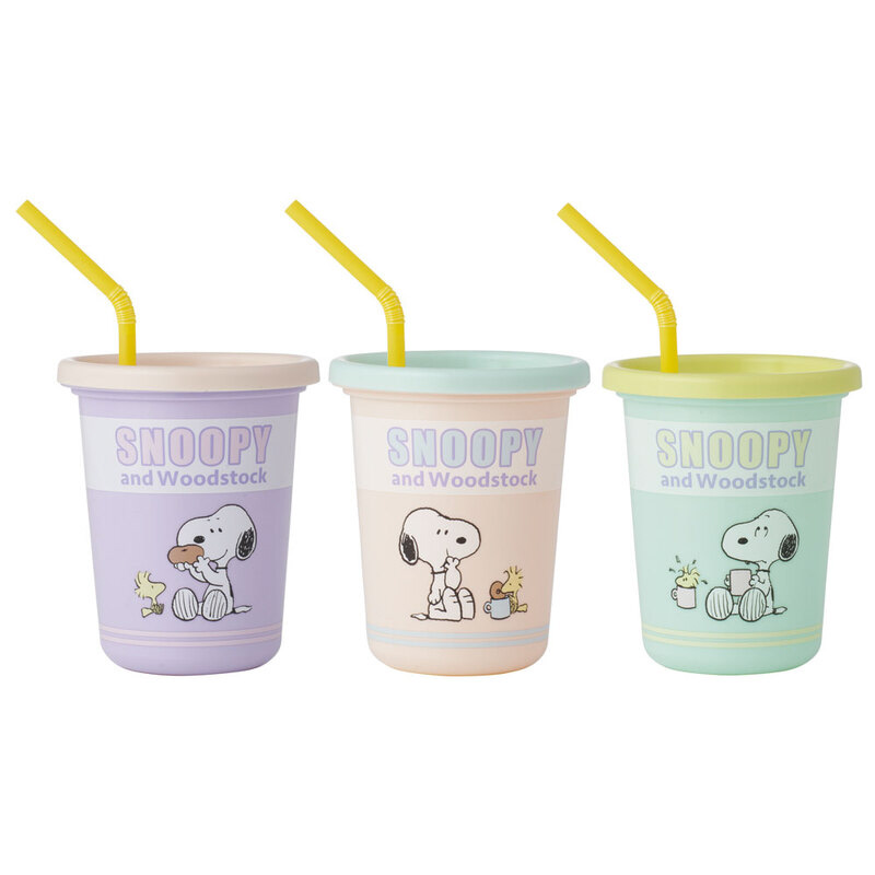 ストロー付タンブラー 320ml 3個セット スヌーピー ポップカラー