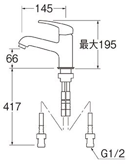 シングルワンホール洗面混合栓/省施工ナット付/寒冷地仕様 K4710NJKU13