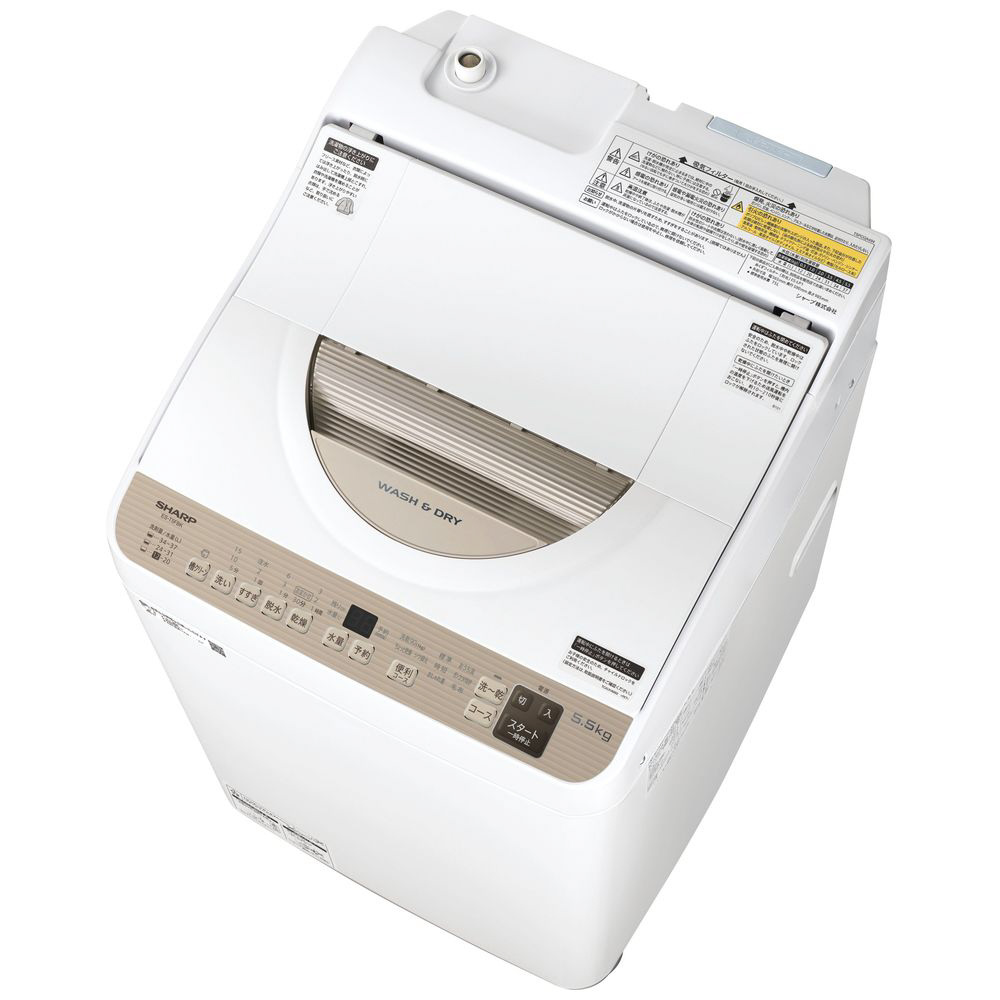 生活家電 洗濯機 縦型洗濯乾燥機 ゴールド系 ES-T5FBK-N ［洗濯5.5kg /乾燥3.5kg 