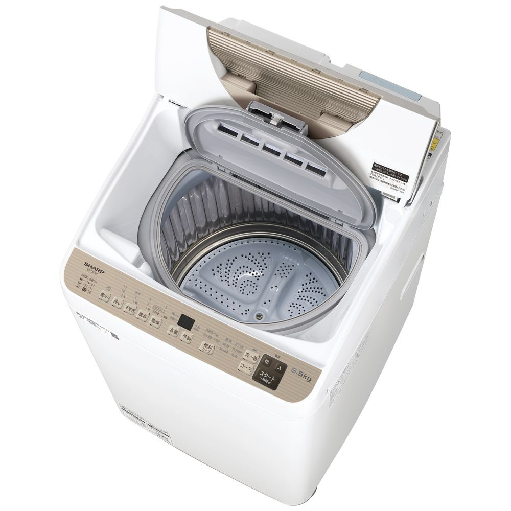 縦型洗濯乾燥機 ゴールド系 ES-T5FBK-N ［洗濯5.5kg /乾燥3.5kg /ヒーター乾燥 /上開き］