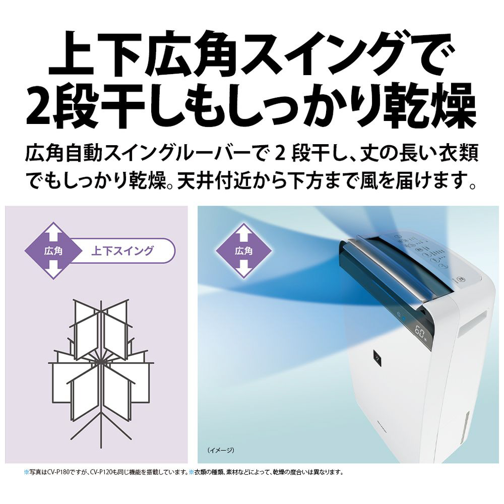 衣類乾燥除湿機 ホワイト系 CV-P120-W ［コンプレッサー方式 /木造15畳