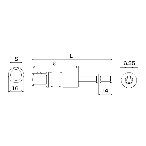 電動ドリル用強軸ソケットアダプター(40V対応）差込角12.7mm（1/2