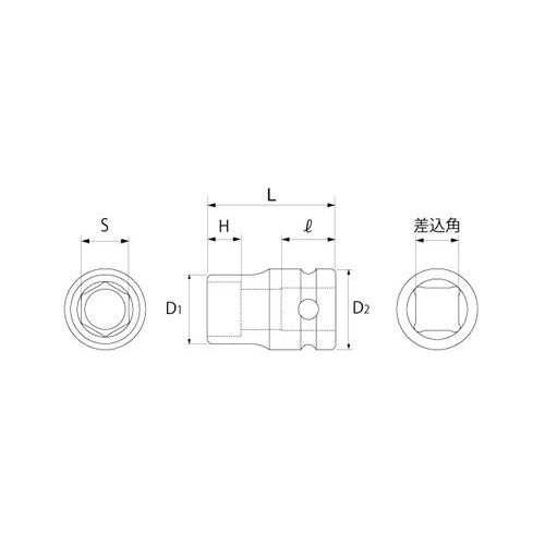 PT-854 １インチインパクトソケット（差込角２５．４ｍｍ） ５４ｍｍ