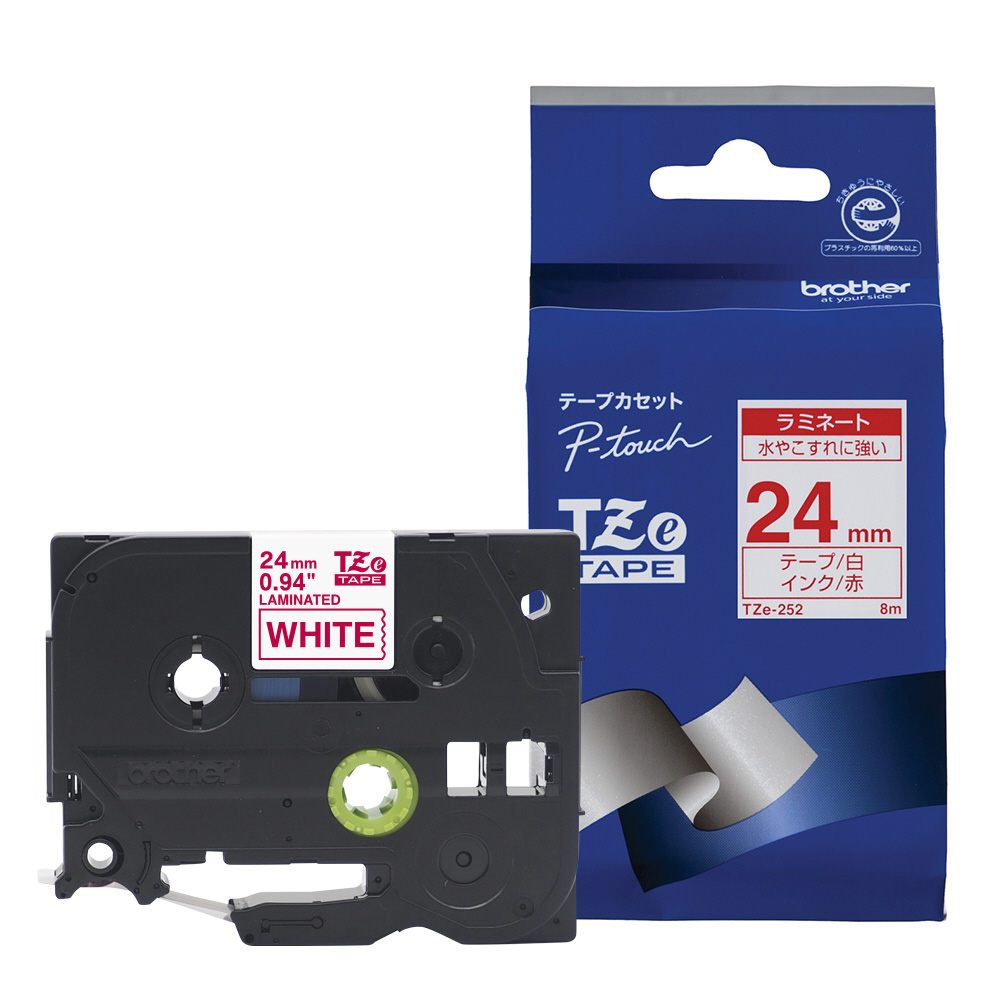 ラベルライター用ラミネートテープ 24mm幅（赤文字/白） TZe-252｜の通販はソフマップ[sofmap]